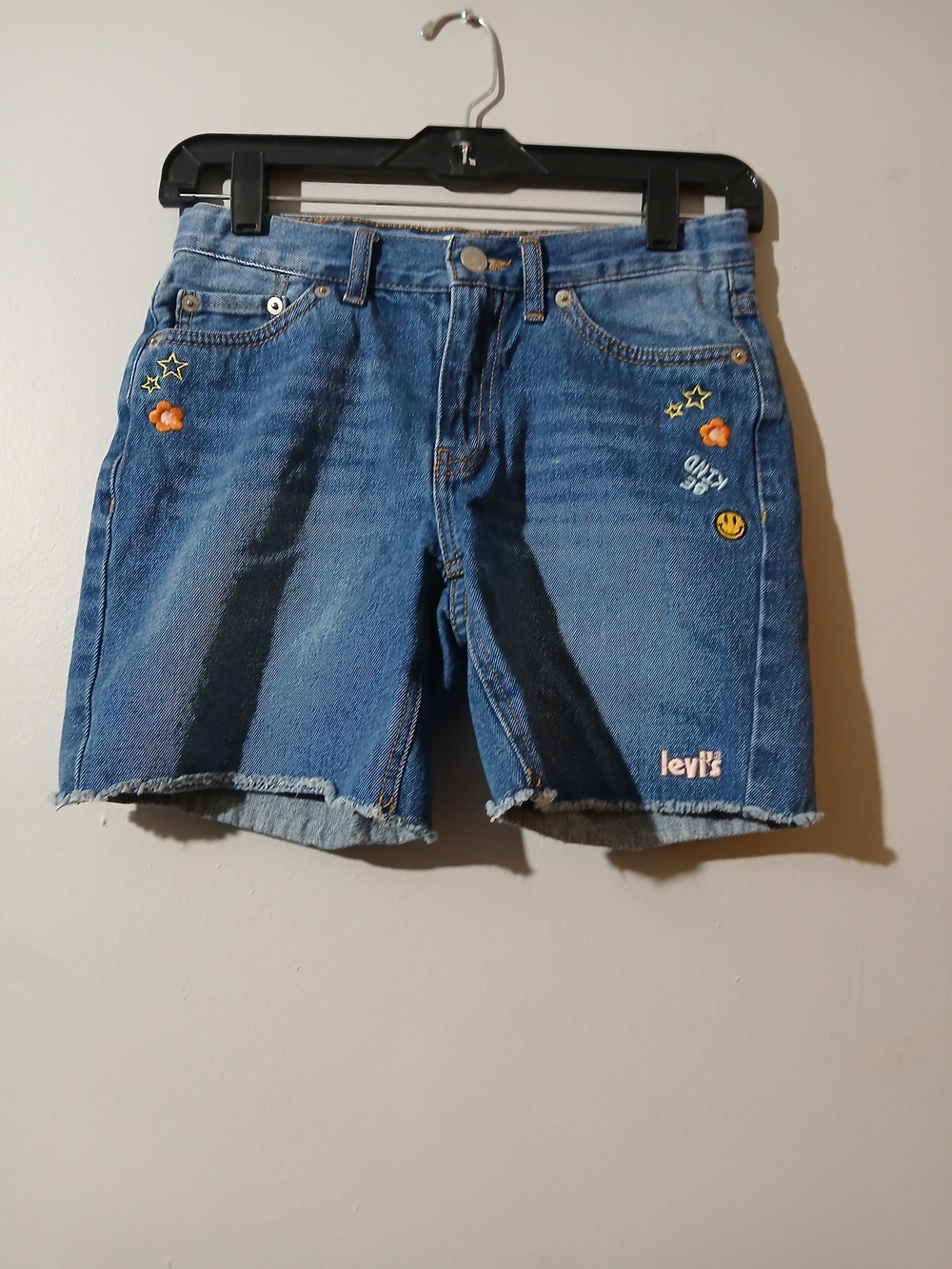 Levi's Blue Denim Girl's Embroidered Cutoff Shorts Size 12